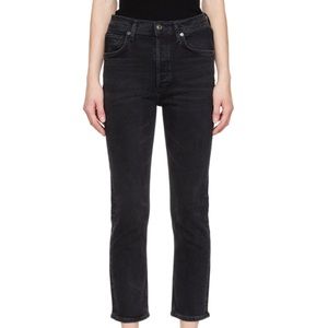Agolde Black Riley High Rise Stretch Straight Leg Crop Jeans Size 27